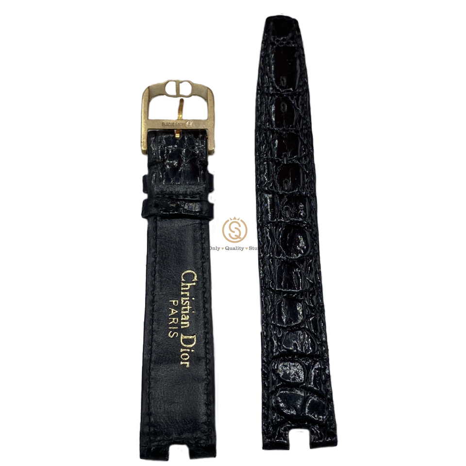 Christian Dior Cinturino Nero in Pelle di Coccodrillo