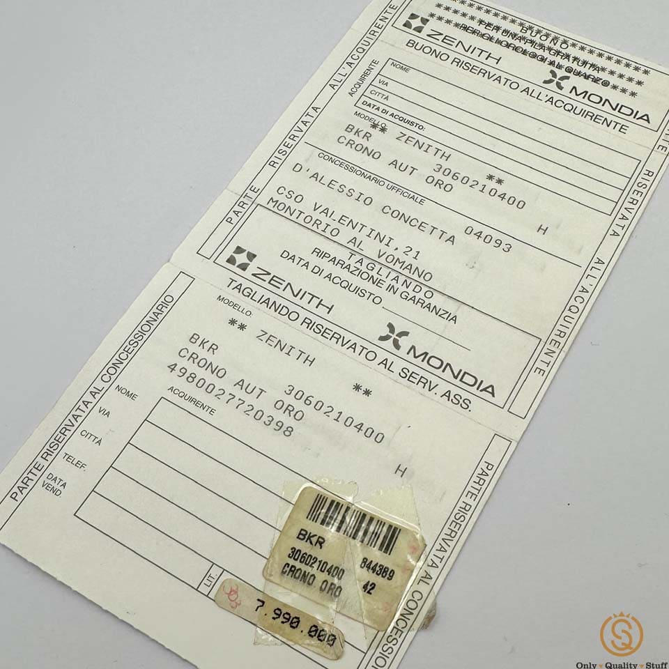 Zenith El Primero 3060210400 Garanzia